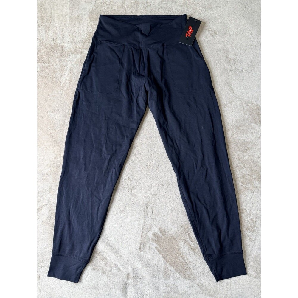 Women’s Black High Waisted Jogger Leggings Size M Athletic Stretch Pants Pockets